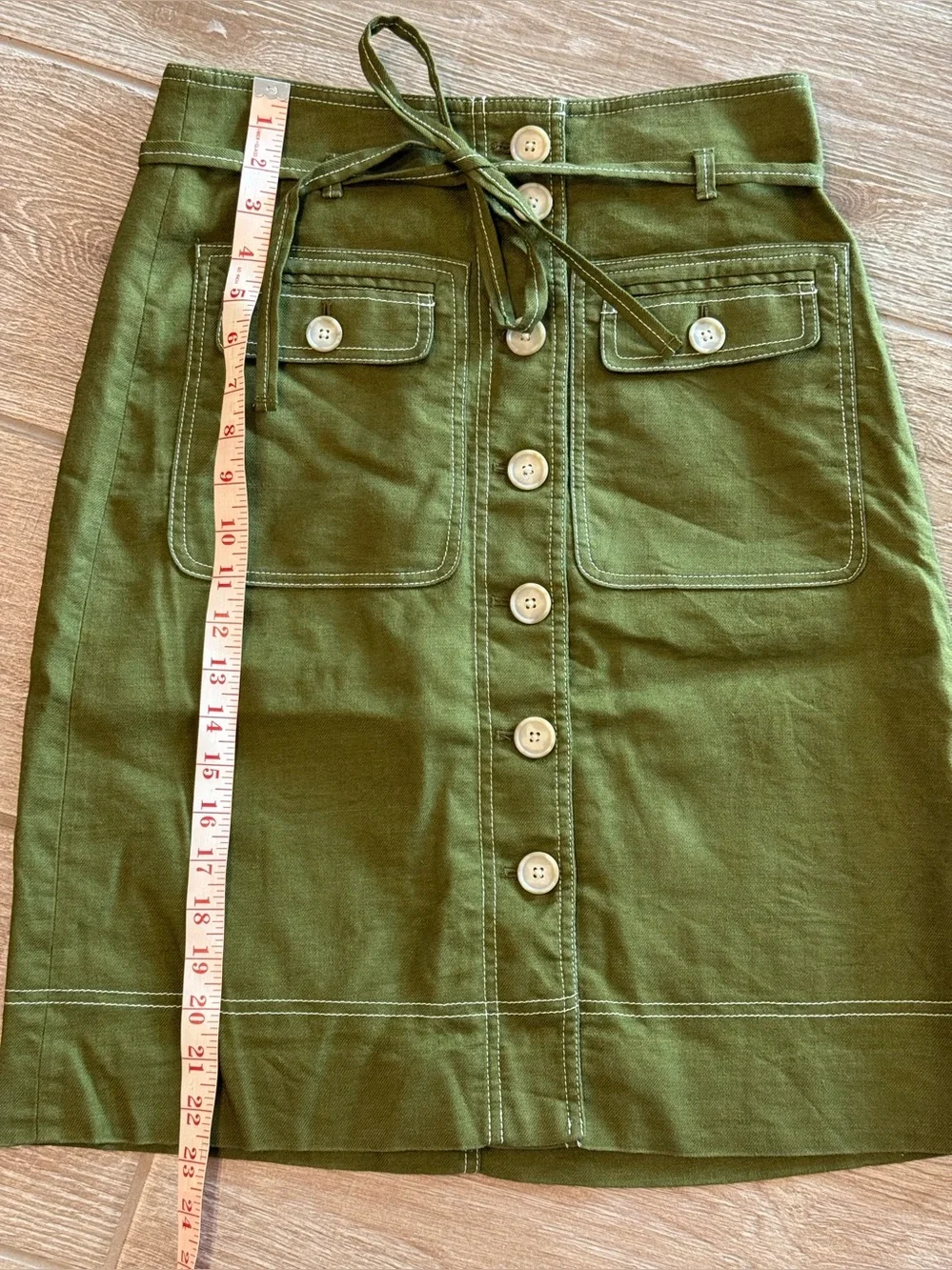 J. Crew Olive Green Button-Front Mini Skirt